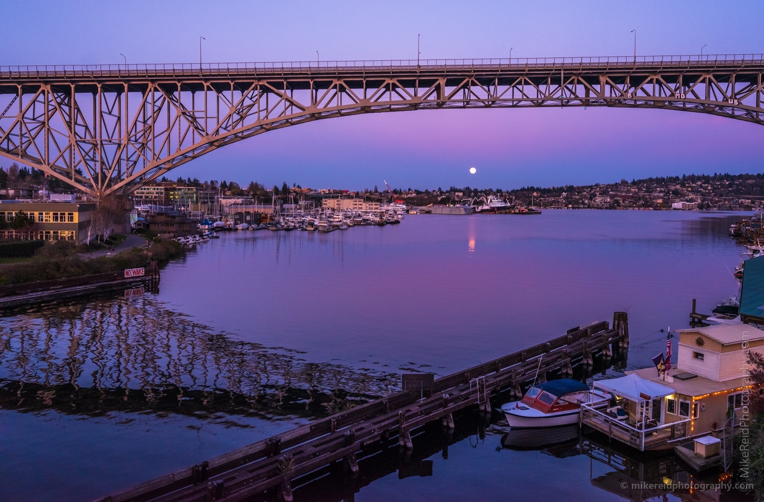 Seattle Full Moonrise over Fremont and the Ship Canal