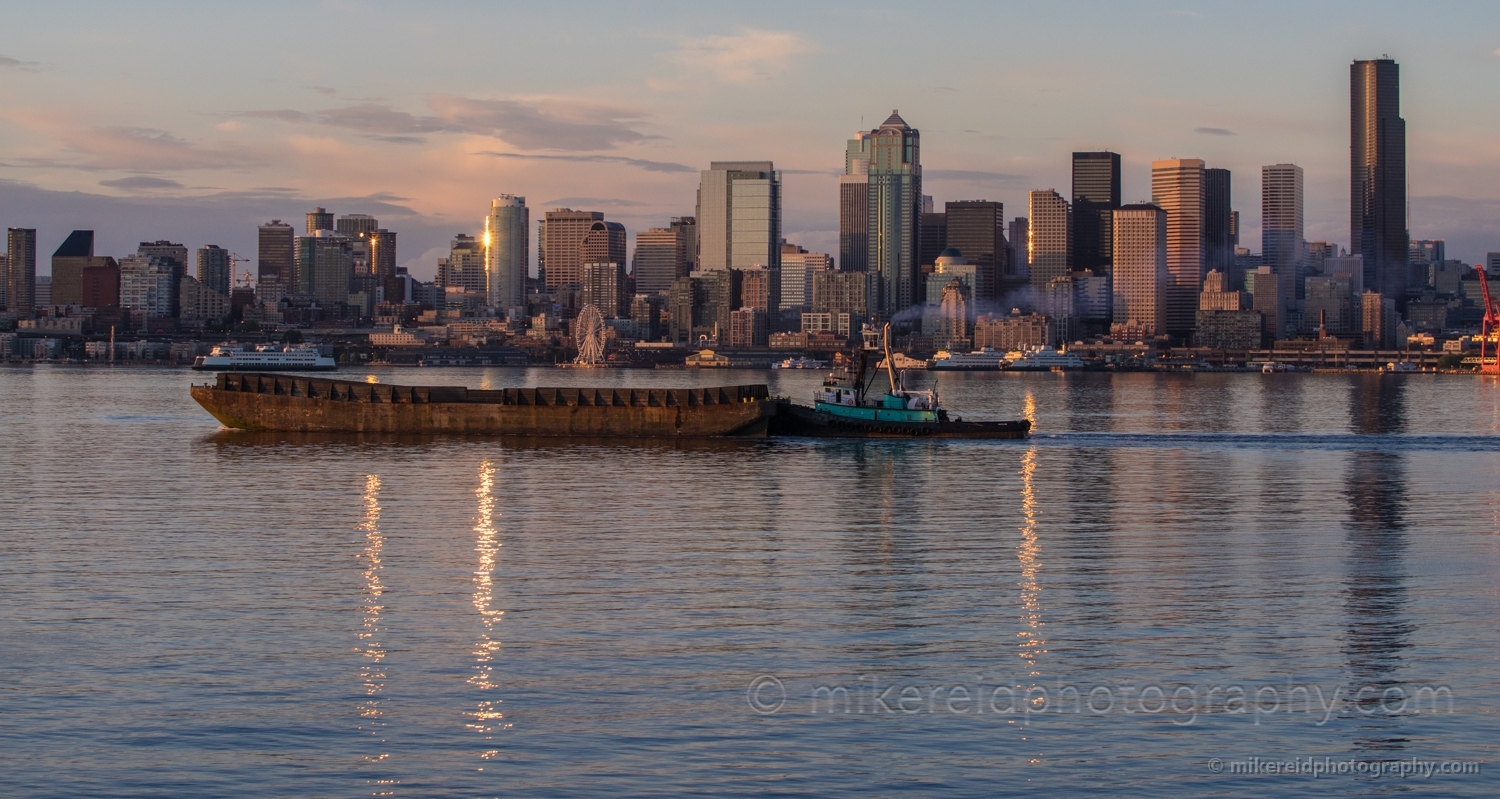 Seattle Photography Working Harbor at Dusk with Tug