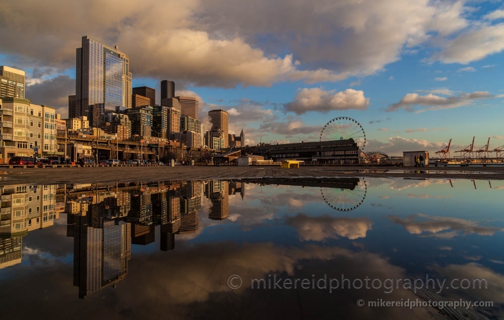 Seattle Pier Reflection Skies