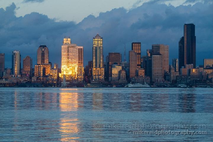 Seattle Skyline Brilliant Dusk Reflection