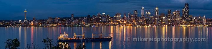 Seattle Skyline Night Reflection from Alki