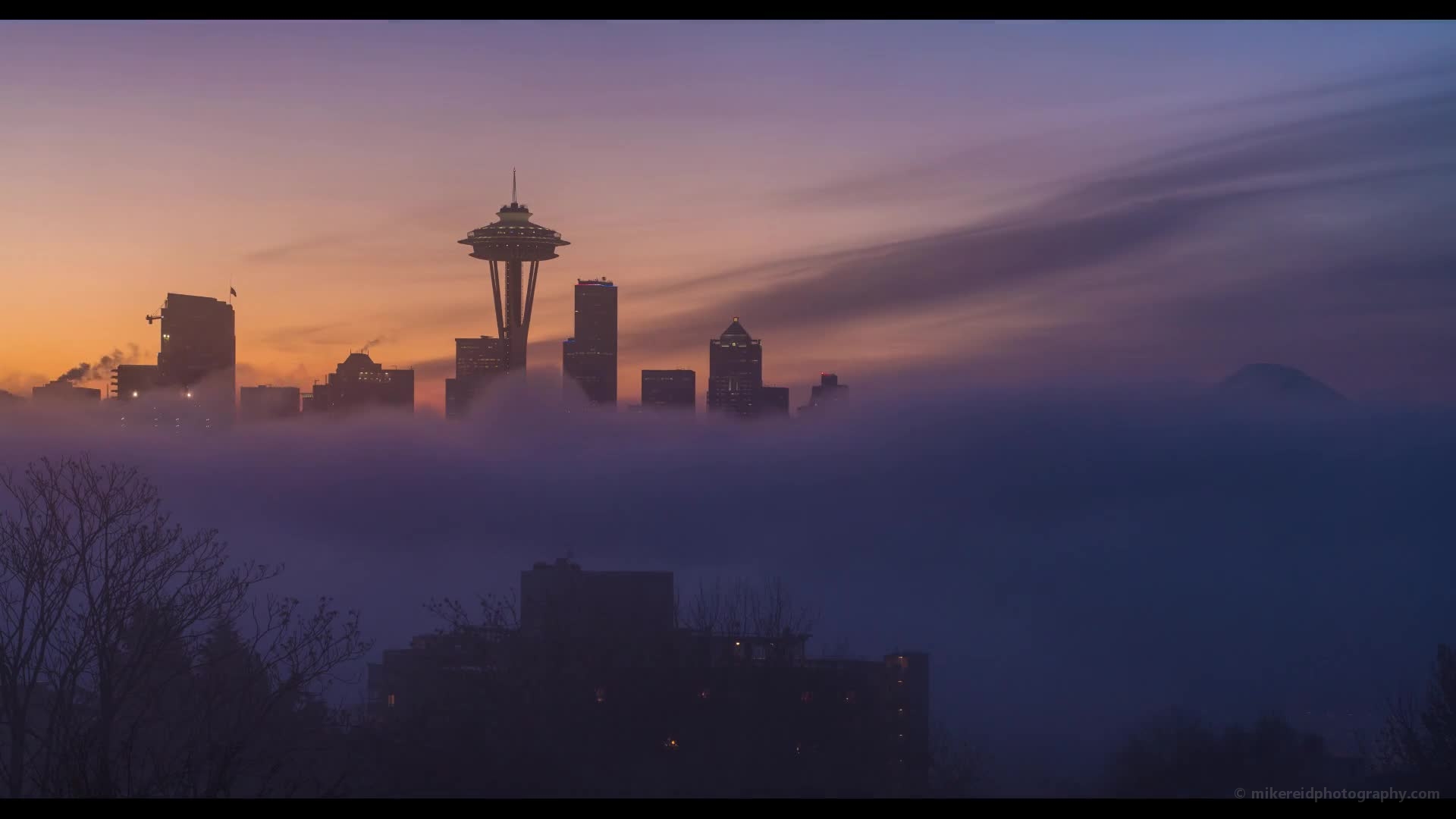 Seattle Kerry Park Foggy Sunrise Timelapse Video