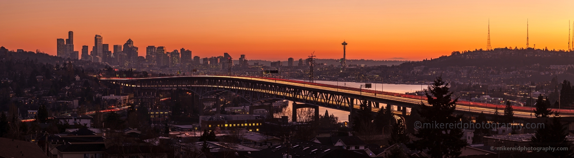 Seattle Sunset Arc of Light Wider