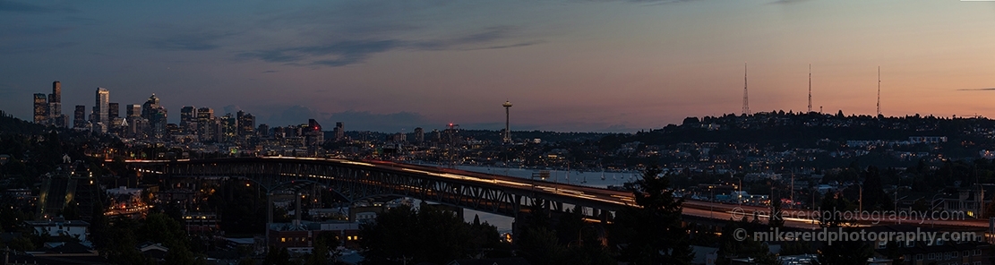 Wide Seattle Cityscape With Bridge