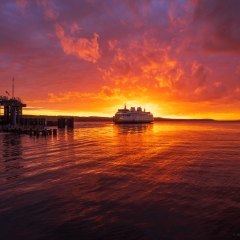 Mukilteo Ferry Sunset Crossing Fuji GFX50s To order a print please email me at  Mike Reid Photography : ferry, mukilteo, sunset, sunrise, seattle, northwest photography, dramatic, beautiful, washington, washington state photography, northwest images, seattle skyline, city of seattle, puget sound, aerial san juan islands