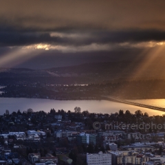Clouds Golden Illumination To order a print please email me at  Mike Reid Photography : seattle, sky view observatory, svo, zeiss lenses, columbia center, urban, sunrise, fog, sunset, puget sound, elliott bay, space needle, northwest, washington, rainier, baker