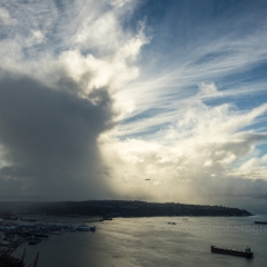 Dramatic Weather over Alki Sky View Observatory Seattle To order a print please email me at  Mike Reid Photography : seattle, sky view observatory, svo, zeiss lenses, columbia center, urban, sunrise, fog, sunset, puget sound, elliott bay, space needle, northwest, washington, rainier, baker
