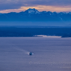 Ferry Crossing To order a print please email me at  Mike Reid Photography : seattle, sky view observatory, svo, zeiss lenses, columbia center, urban, sunrise, fog, sunset, puget sound, elliott bay, space needle, northwest, washington, rainier, baker, ferry