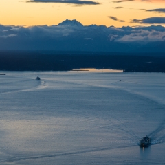 Seattle Photography Ferries Coming and Going To order a print please email me at  Mike Reid Photography : seattle, sky view observatory, svo, zeiss lenses, columbia center, urban, sunrise, fog, sunset, puget sound, elliott bay, space needle, northwest, washington, rainier, baker, ferry, seattle storm