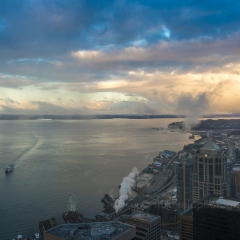 Seattle Photography Little Cloud on the Move To order a print please email me at  Mike Reid Photography : seattle, sky view observatory, svo, zeiss lenses, columbia center, urban, sunrise, fog, sunset, puget sound, elliott bay, space needle, northwest, washington, rainier, baker, ferry, seattle storm