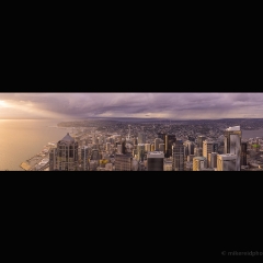 Seattle Photography Seattle Cityscape Sunlit Pano To order a print please email me at  Mike Reid Photography