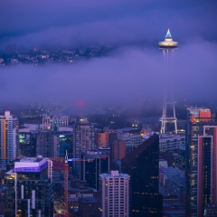 Seattle Photography Winter Space Needle To order a print please email me at  Mike Reid Photography : seattle, sky view observatory, svo, zeiss lenses, columbia center, urban, sunrise, fog, sunset, puget sound, elliott bay, space needle, northwest, washington, rainier