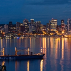 Seattle Skyline Night Reflection from Alki2  I love Hamilton Viewpoint Park in West Seattle with the views it provides of the Seattle skyline especially at night. To order a print please email me at  Mike Reid Photography : sunset, sunrise, seattle, northwest photography, dramatic, beautiful, washington, washington state photography, northwest images, seattle skyline, city of seattle, puget sound, aerial san juan islands, alki, west seattle