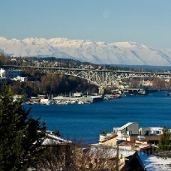 Lake Union Queen Anne Olympic Mountains First Snow  First snow on the Olympic Mountains from above I-5 on Capitol Hill To order a print please email me at  Mike Reid Photography : sunset, sunrise, seattle, northwest photography, dramatic, beautiful, washington, washington state photography, northwest images, seattle skyline, city of seattle, puget sound, aerial san juan islands