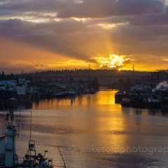 Seattle Ship Canal Sunrise Sunrays To order a print please email me at  Mike Reid Photography