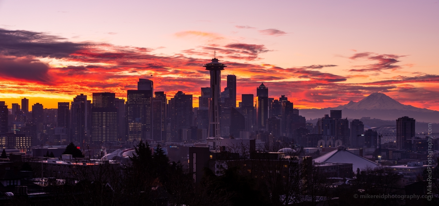 Seattle Kerry Park Photography Sunrise Fiery Colors