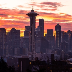 Seattle Kerry Park Photography Sunrise Closeup.jpg To order a print please email me at  Mike Reid Photography : sunset, sunrise, seattle, northwest photography, dramatic, beautiful, washington, washington state photography, northwest images, seattle skyline, city of seattle, puget sound, aerial san juan islands