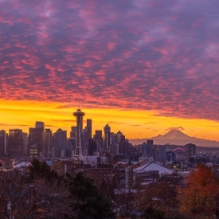 Seattle Kerry Park Photography Sunrise Colors Curve Panorama To order a print please email me at  Mike Reid Photography : sunset, sunrise, seattle, northwest photography, dramatic, beautiful, washington, washington state photography, northwest images, seattle skyline, city of seattle, puget sound, aerial san juan islands