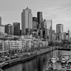 Black White Seattle Skyline To order a print please email me at  Mike Reid Photography : sunset, sunrise, seattle, northwest photography, dramatic, beautiful, washington, washington state photography, northwest images, seattle skyline, city of seattle, puget sound, aerial san juan islands