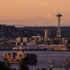 Elliott Bay Space Needle then Mount Baker To order a print please email me at  Mike Reid Photography
