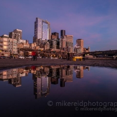Seattle Cityscape Reflected To order a print please email me at  Mike Reid Photography : sunset, sunrise, seattle, northwest photography, dramatic, beautiful, washington, washington state photography, northwest images, seattle skyline, city of seattle, puget sound, aerial san juan islands