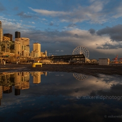 Seattle Skyline Pier Dramatic Skies To order a print please email me at  Mike Reid Photography
