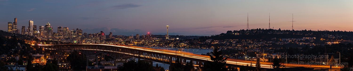 Wide Seattle Cityscape at Night 