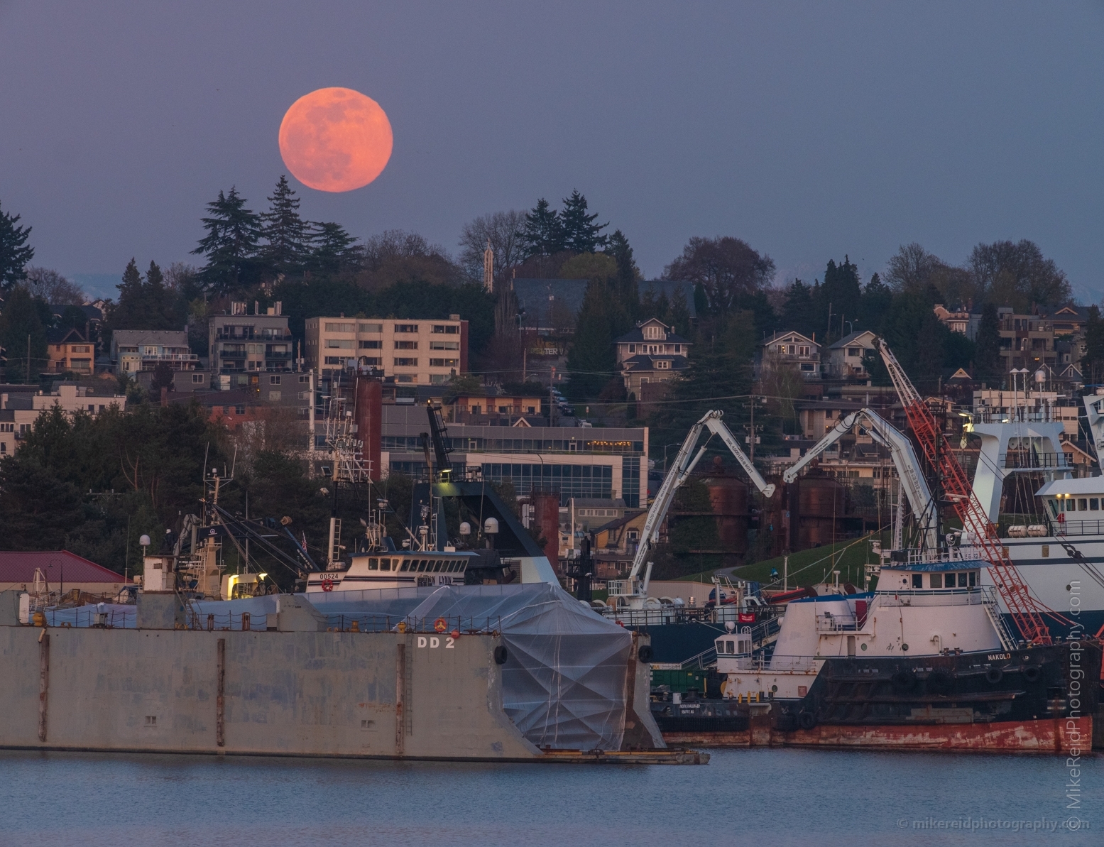 Seattle Full Moonrise Over Capitol Hill