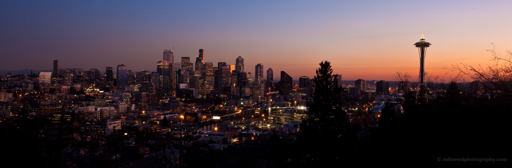 Wide Seattle Cityscape Sunset
