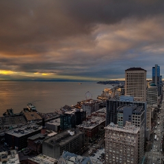 Dark Seattle Elliott Bay To order a print please email me at  Mike Reid Photography : sunset, sunrise, seattle, northwest photography, dramatic, beautiful, washington, washington state photography, northwest images, seattle skyline, city of seattle, puget sound, aerial san juan islands
