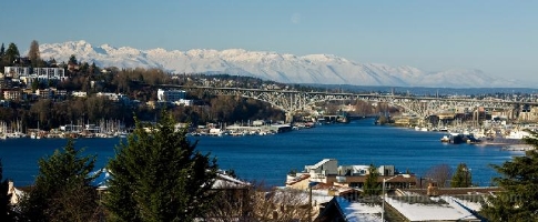 Lake Union Queen Anne Olympic Mountains First Snow First snow on the Olympic Mountains from above I-5 on Capitol Hill