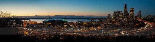 Night Cityscape Seattle Skyline Freeways