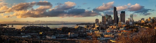 Wide Seattle Panorama Cityscape Clouds