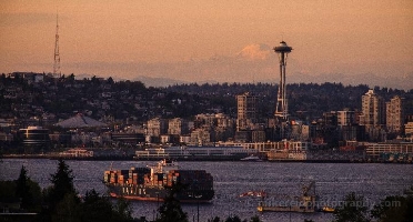 Elliott Bay Space Needle then Mount Baker