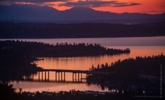 Lake Washington Sunset and I90 Bridge from Somerset