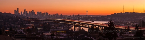 Seattle Wide Sunset UW Panorama