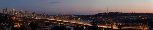 Wide Seattle Cityscape at Night