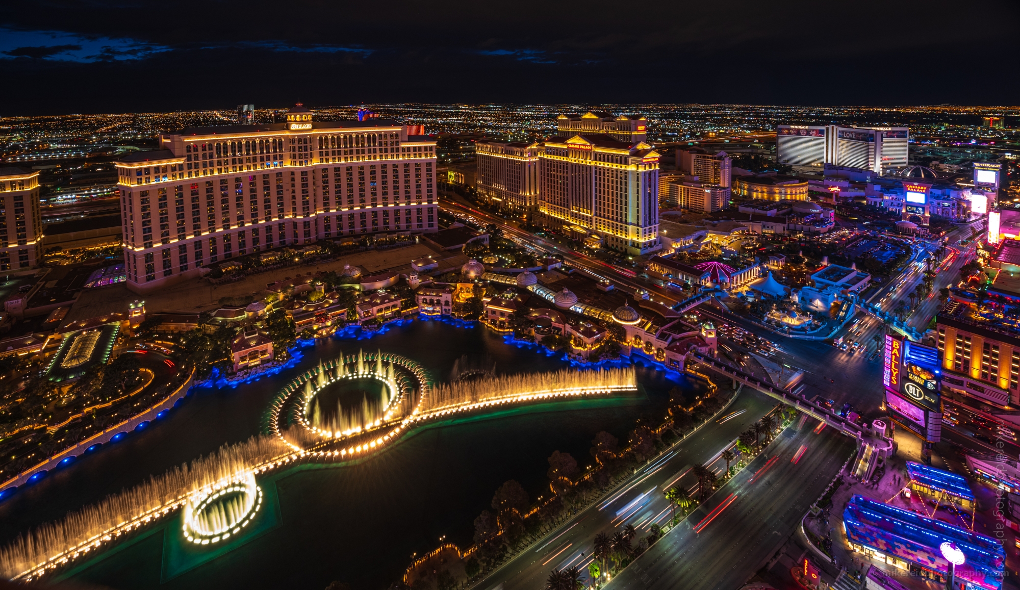 Vegas Photography Bellagio and North Strip Night 