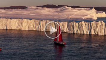 Greenland Disko Bay Red Sailboat
