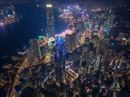 Aerial Hong Kong Center Night Streets and Buildings Financial.jpg default