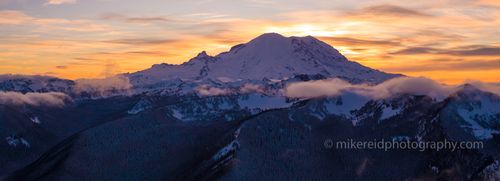Mount Rainier Aerial Photography Northwest Side Sunset Clouds Mount Rainier Aerial Photography Northwest Side Sunset Clouds