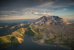 Aerial Mount St Helens Approach Over Spirit Lake