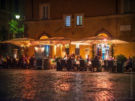 Rome Night Streets Osteria Cafe