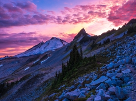 Mount Baker Sunset Along Ptarmigan Ridge