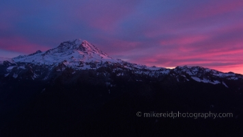 Mount Rainier Aerial Photography Carbon River Sunset Skies Mount Rainier Aerial Photography Carbon River Sunset Skies
