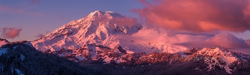Mount Rainier Aerial Photography Tatoosh Range Alpenglow Clouds Panorama Mount Rainier Aerial Photography Tatoosh Range Alpenglow Clouds Panorama