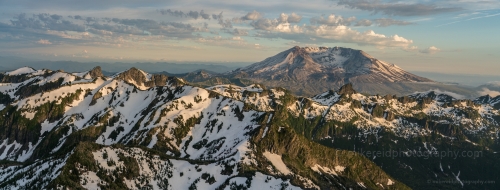 Aerial Mount St Helens Approach Panorama