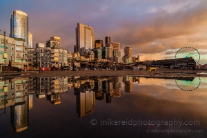 Seattle Pier Skies Reflection