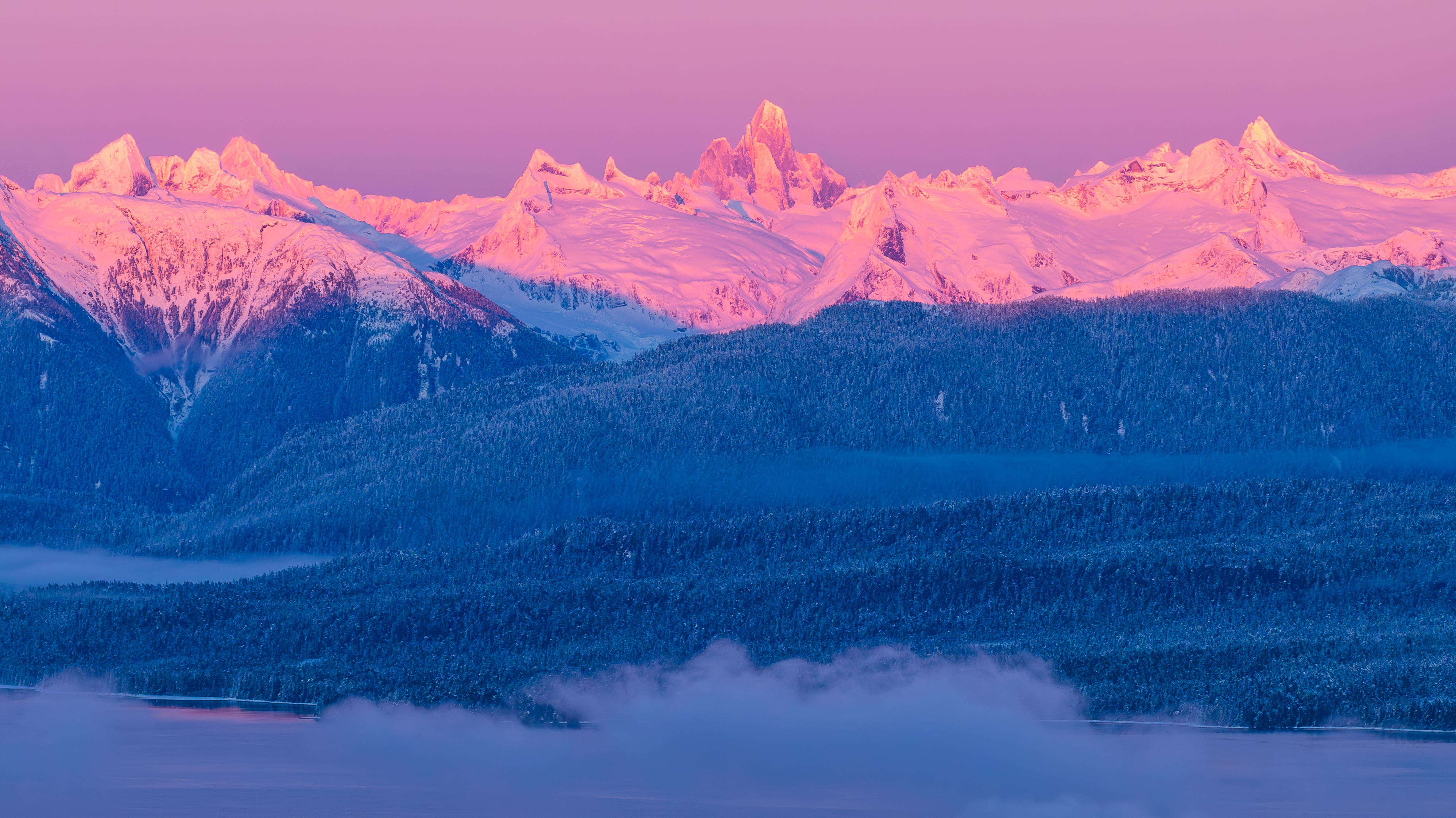 Alaska Coast Range glowing in evening light