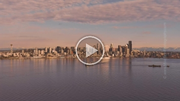 Seattle Ferries Coming and Going Calm Waters Aerial.mp4